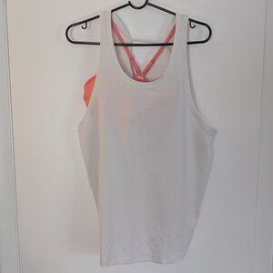 LULULEMON 2-in-1 Cut-Out Yoga Tank A/B Cup size 10 White Pink Relaxed Fit